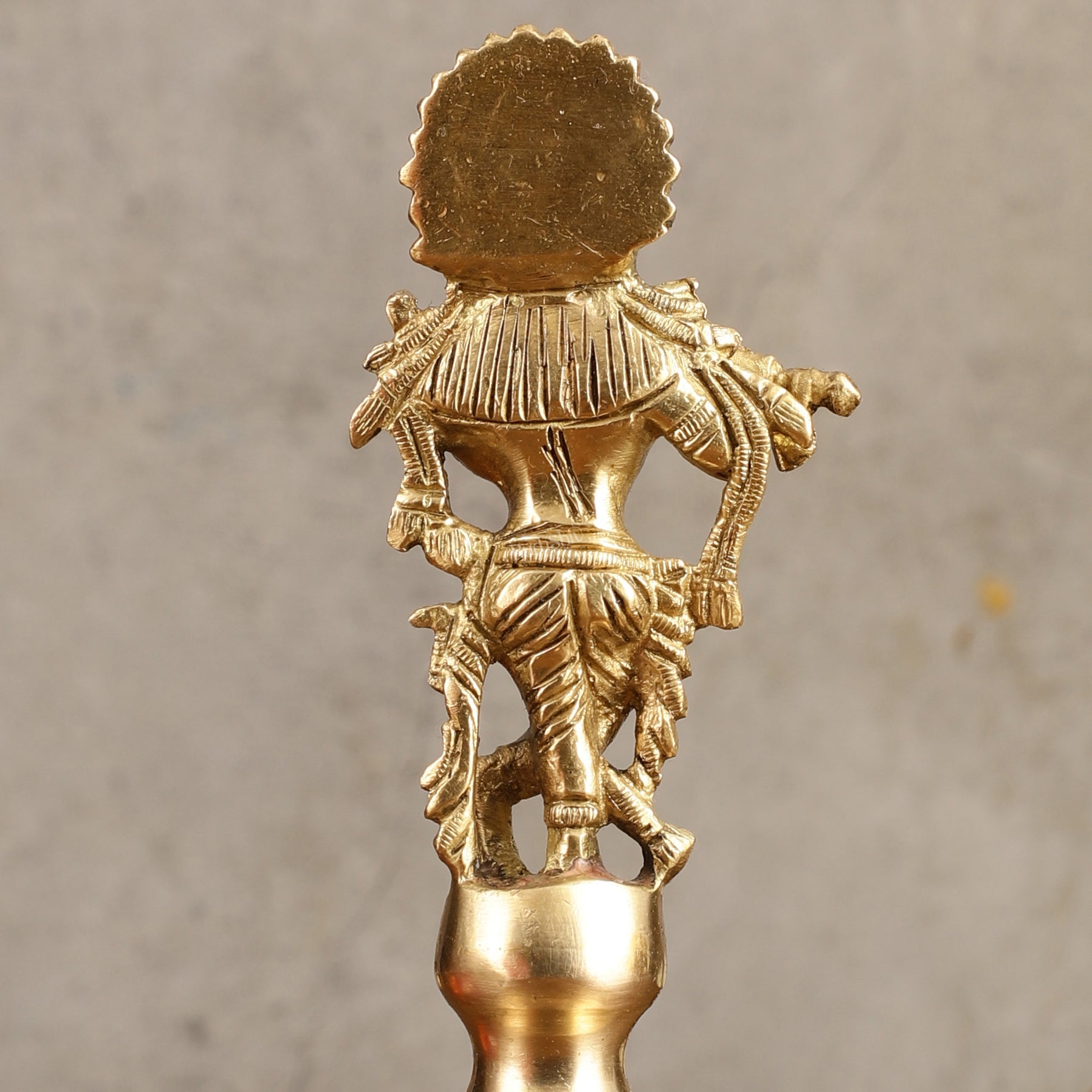 Pure Brass Krishna Handcrafted Hand Bell - 7 in Height - Budhshiv.com