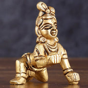 Pure Brass Laddoo Gopal Krishna Baal Krishna Idol - 2.5" - Budhshiv.com