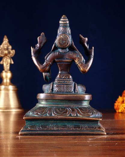 Pure Brass Lakshmi Idol 4.5" Bronze tone - Budhshiv.com