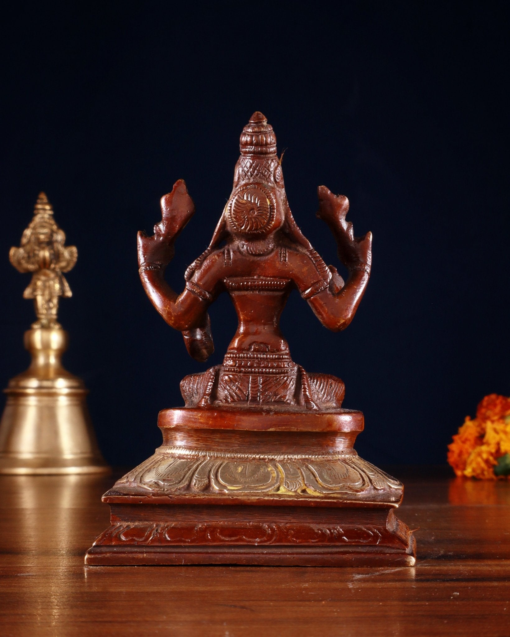 Pure Brass Lakshmi Idol 4.5" dual tone - Budhshiv.com