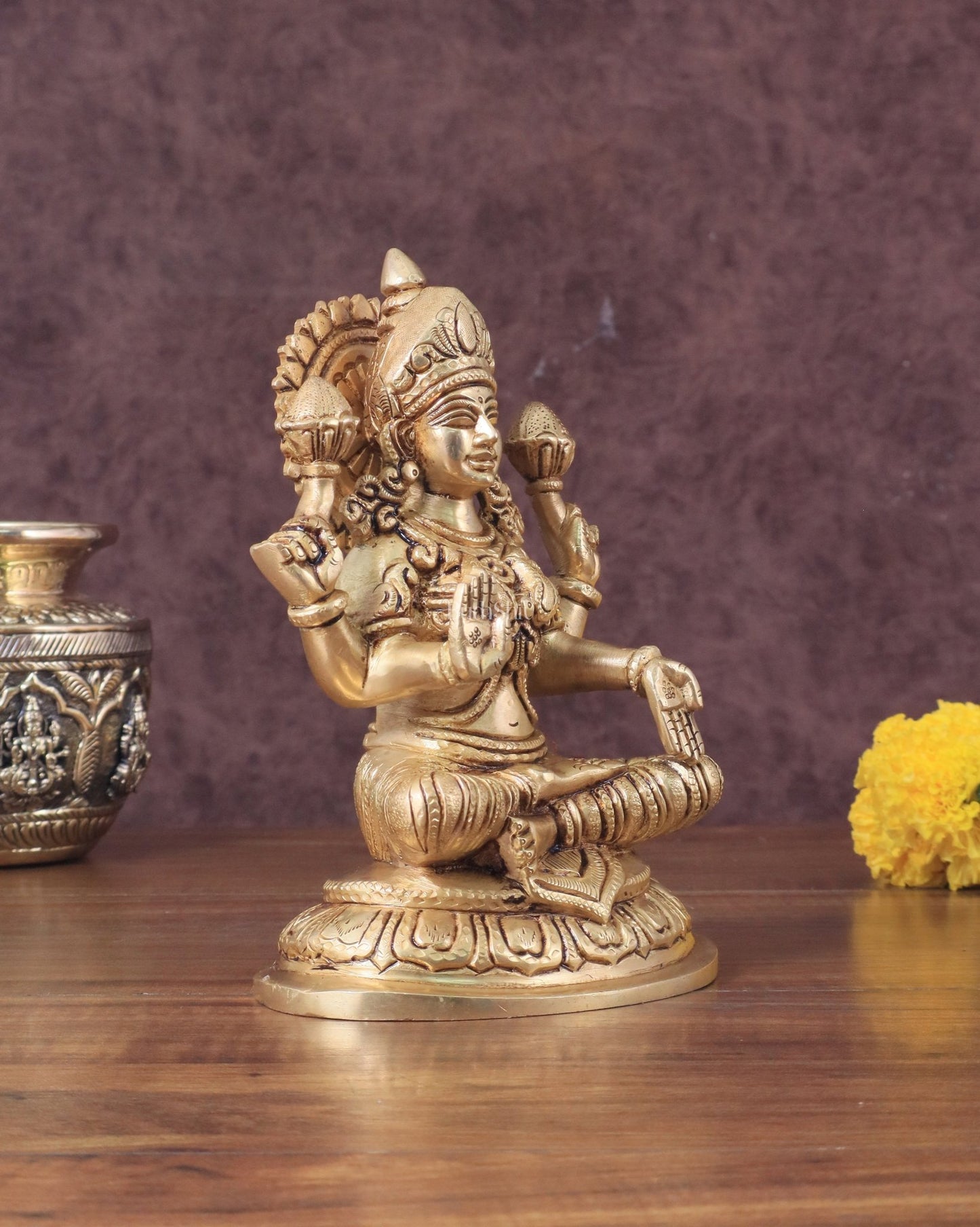 Pure Brass Lakshmi Idol - 7.5" Height - Budhshiv.com