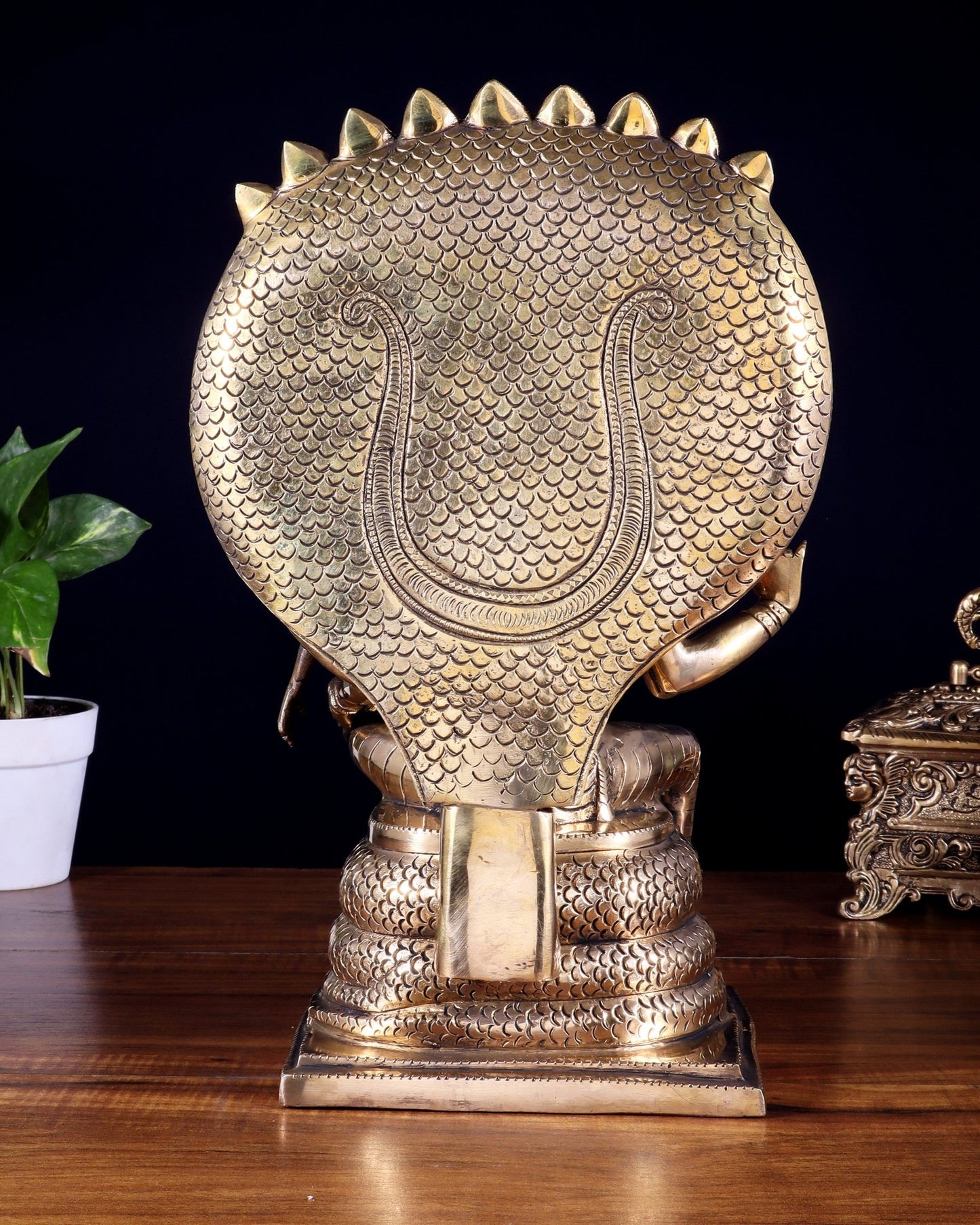 Pure Brass Lakshmi Narasimha Swamy Idol with Sheshanaag – 14 Inches - Budhshiv.com