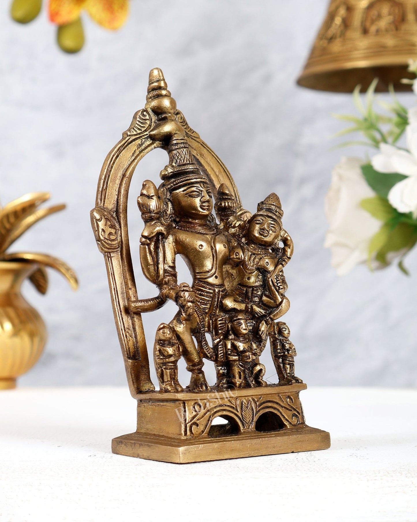 Pure Brass Lakshmi Narayan with Garuda | Small Rare Collectible - Budhshiv.com