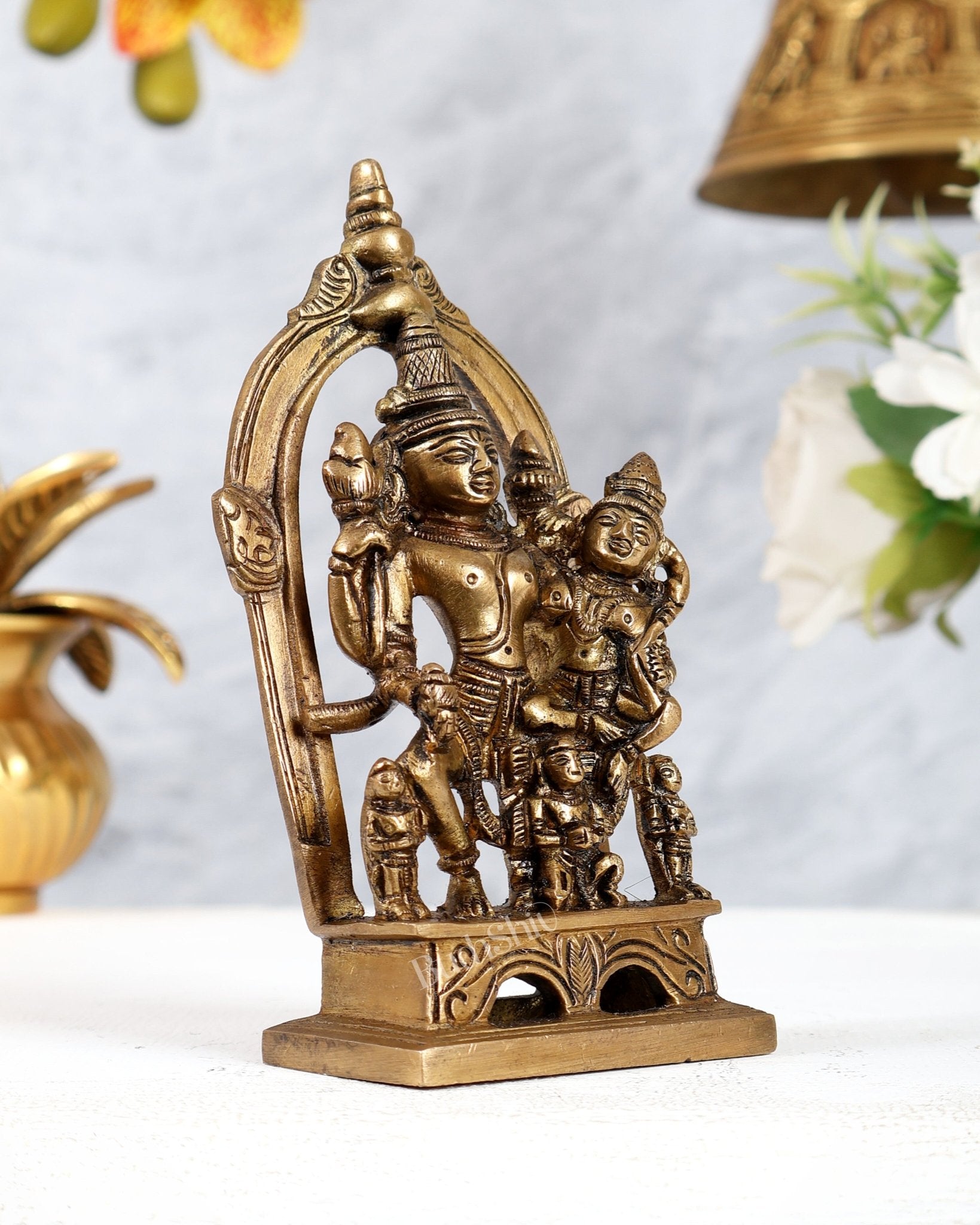 Pure Brass Lakshmi Narayan with Garuda | Small Rare Collectible - Budhshiv.com