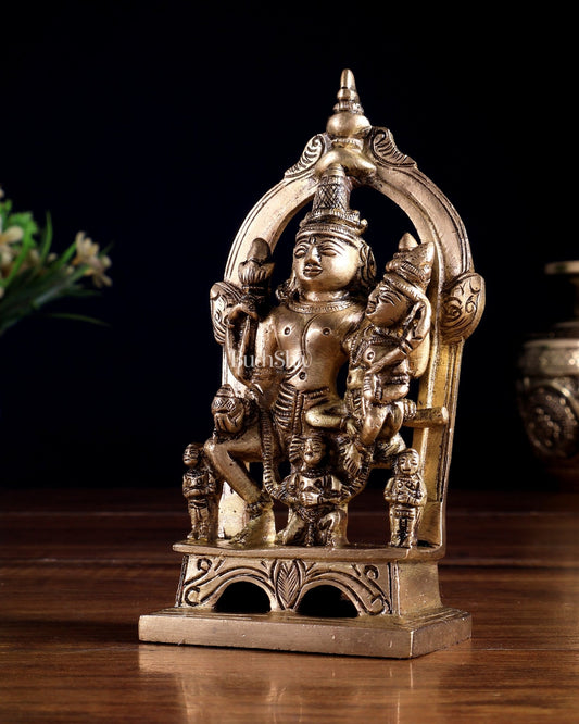 Pure Brass Lakshmi Narayan with Garuda | Small Rare Collectible - Budhshiv.com