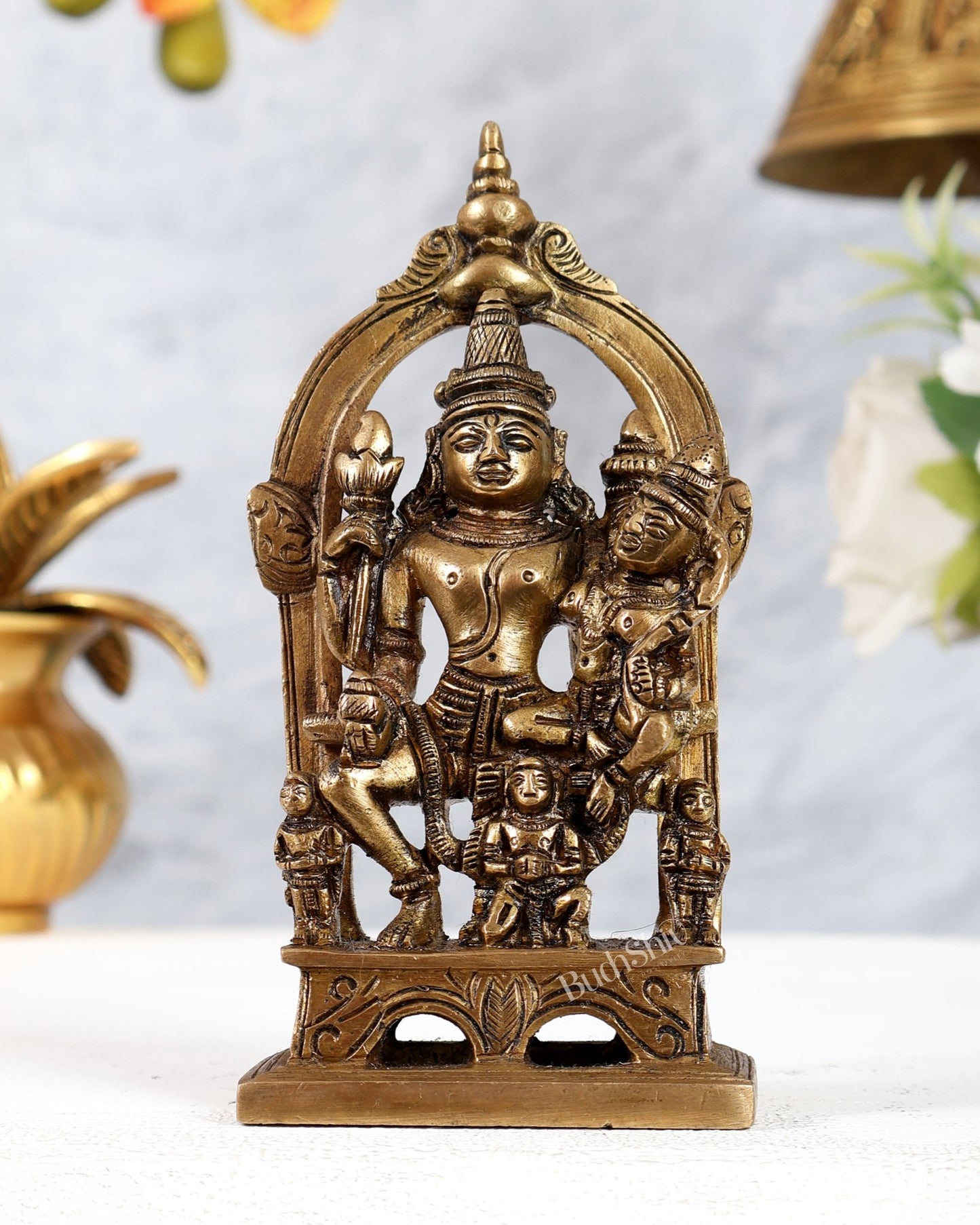 Pure Brass Lakshmi Narayan with Garuda | Small Rare Collectible - Budhshiv.com