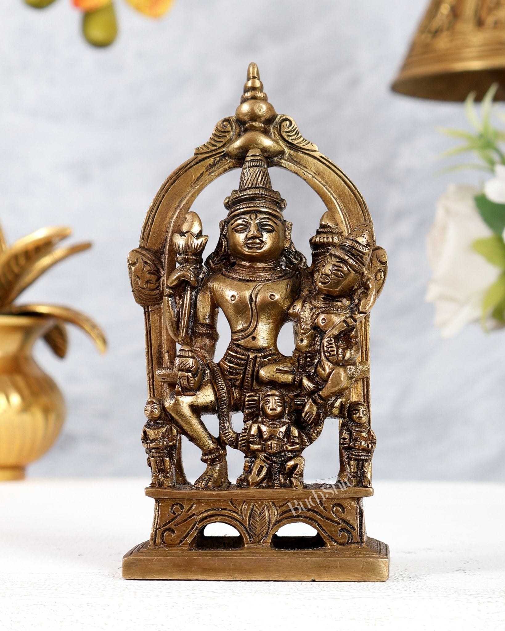 Pure Brass Lakshmi Narayan with Garuda | Small Rare Collectible - Budhshiv.com