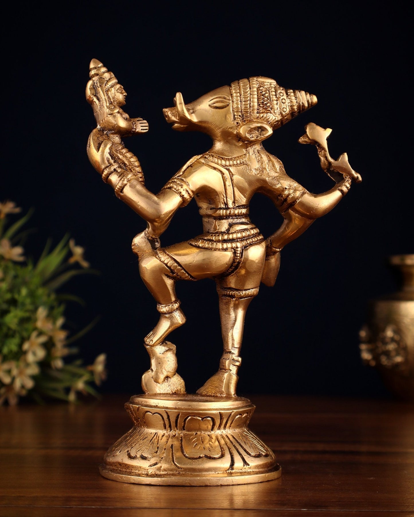 Pure Brass Lakshmi Varaha Swami Idol – 7" - Budhshiv.com