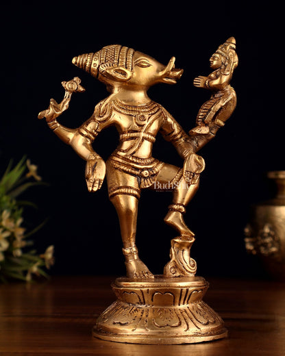 Pure Brass Lakshmi Varaha Swami Idol – 7" - Budhshiv.com