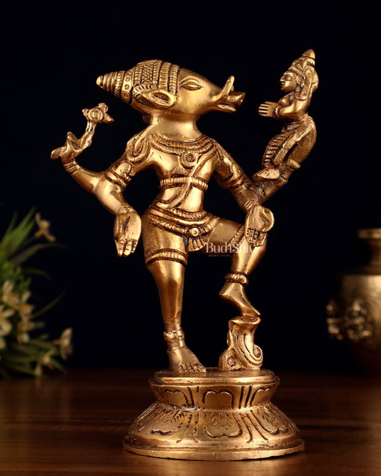 Pure Brass Lakshmi Varaha Swami Idol – 7" - Budhshiv.com