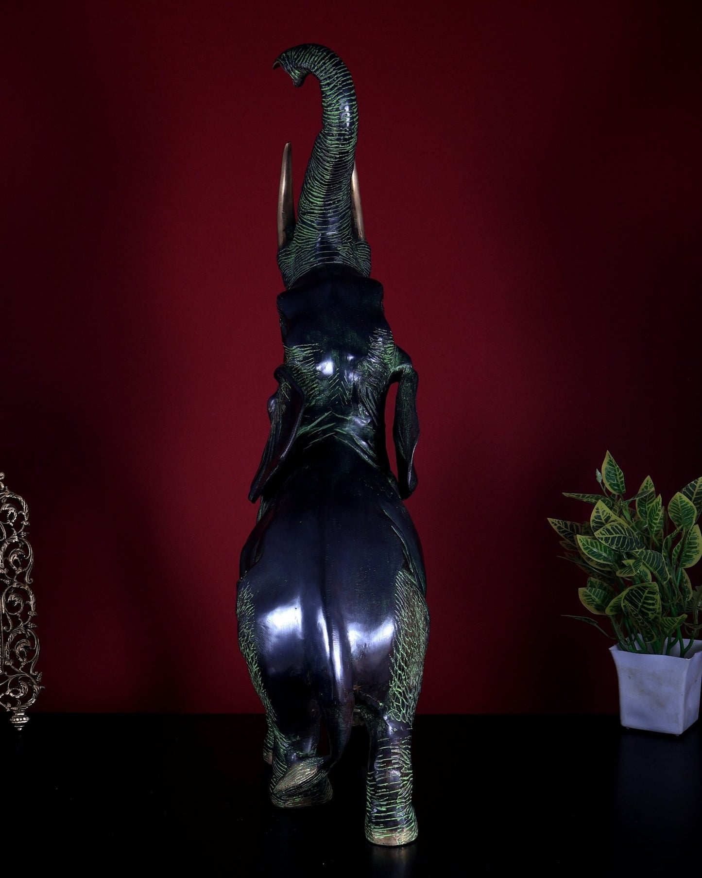 Pure Brass Large African Elephant Statue Trunk Up | 72.5 cm | 18 kg - Budhshiv.com