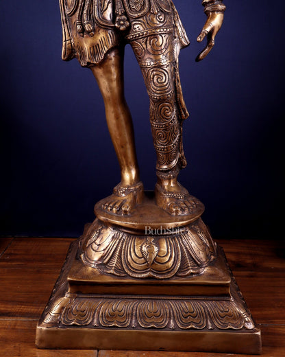 Pure Brass Large Ardhanarishvara Statue – Burnt Brass Finish 40 inch - Budhshiv.com