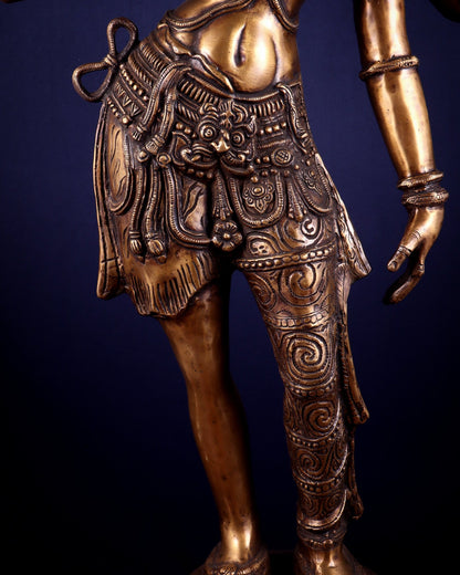 Pure Brass Large Ardhanarishvara Statue – Burnt Brass Finish 40 inch - Budhshiv.com