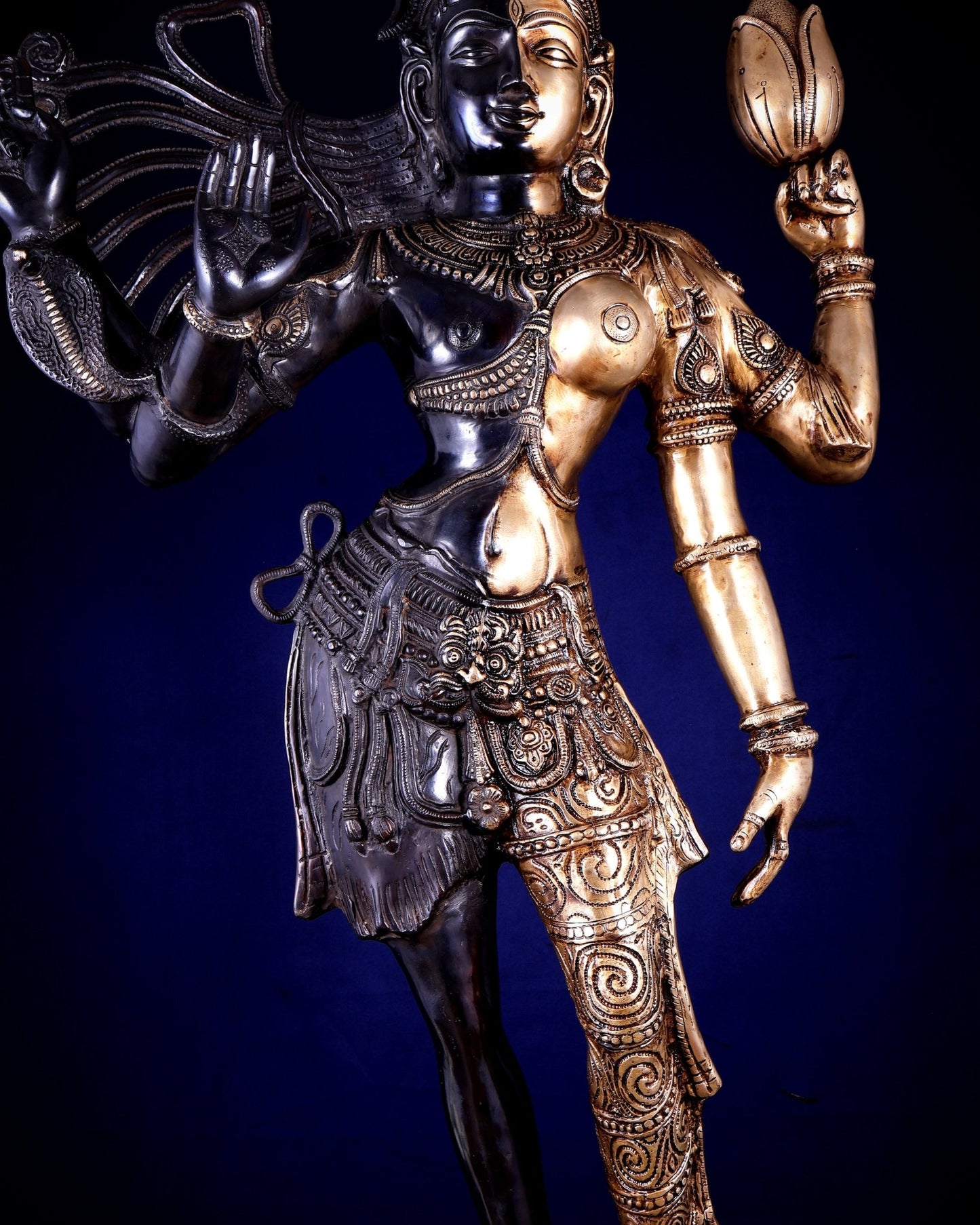 Pure Brass Large Ardhanarishwara Statue 40 inch - Budhshiv.com