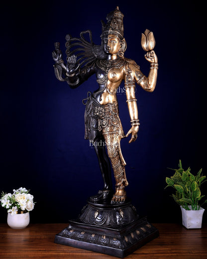 Pure Brass Large Ardhanarishwara Statue 40 inch - Budhshiv.com