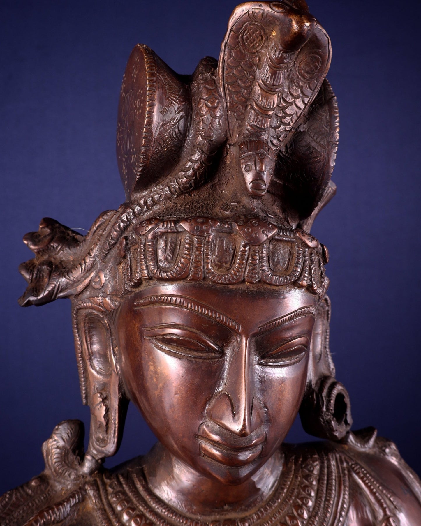 Pure Brass Large Ardhanarishwara Statue – Dark Chola Tone 36 inch - Budhshiv.com