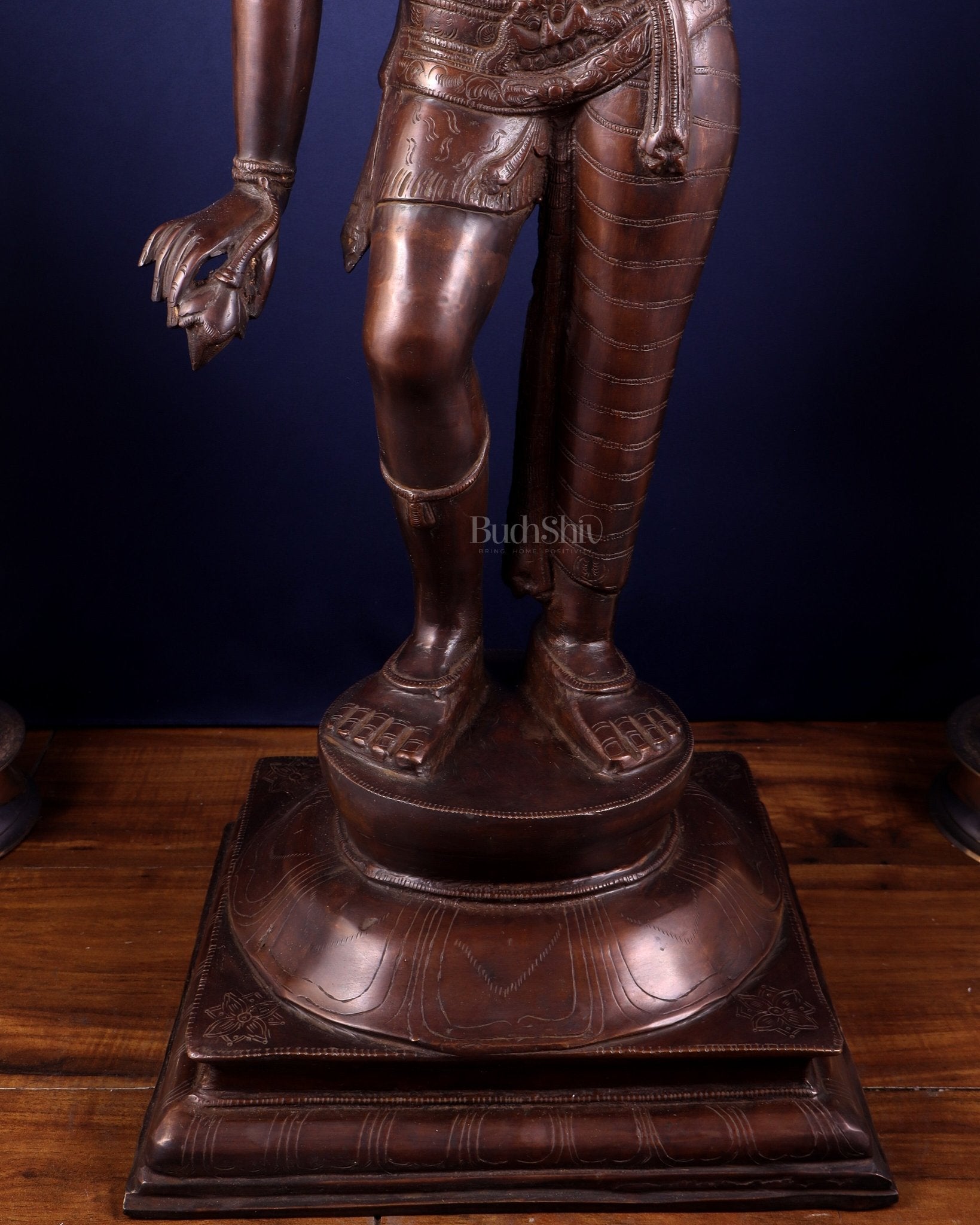 Pure Brass Large Ardhanarishwara Statue – Dark Chola Tone 36 inch - Budhshiv.com