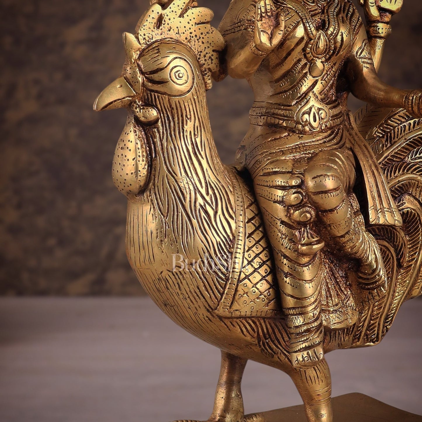 Pure Brass Large Bahuchar Mata Goddess Statue 13" - Budhshiv.com