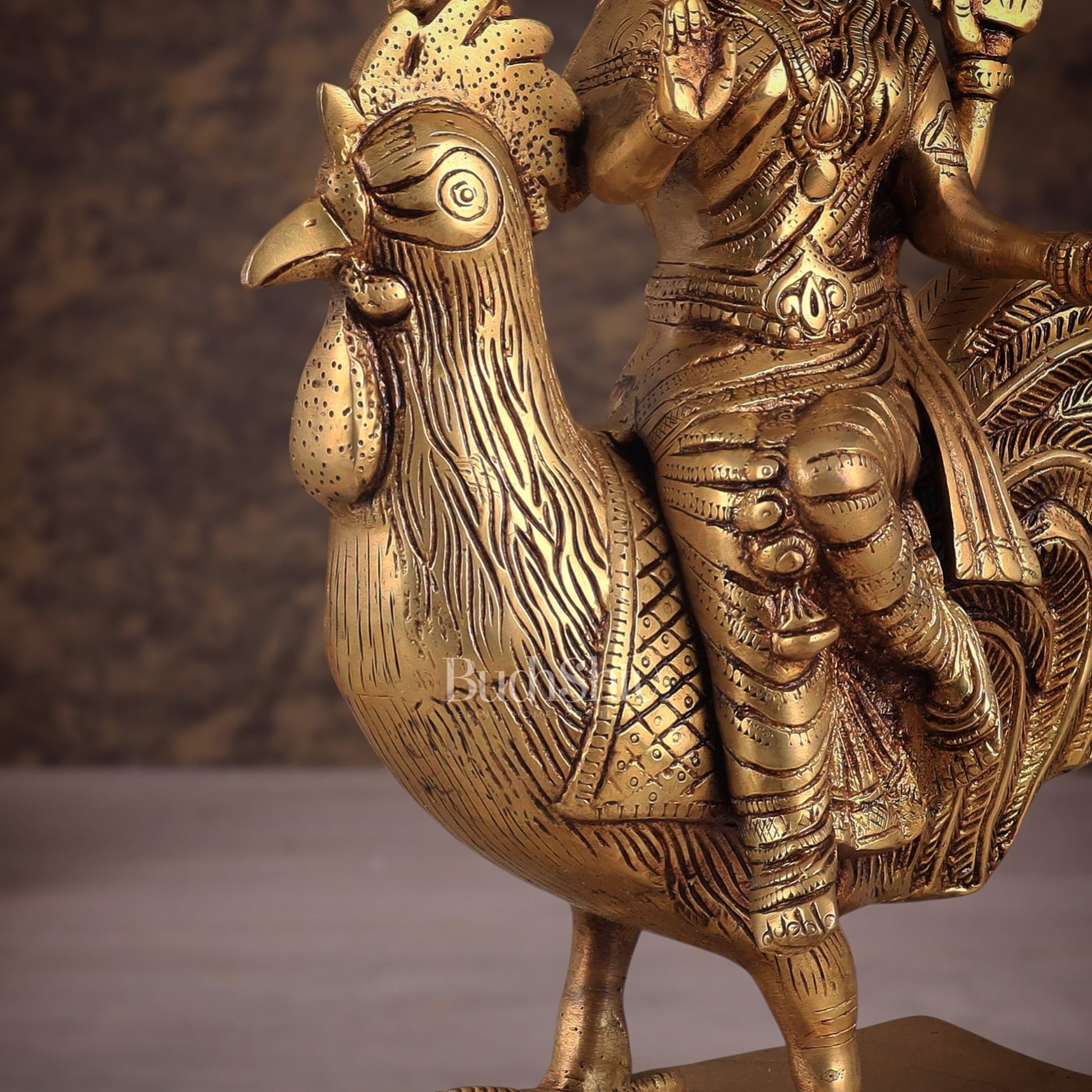 Pure Brass Large Bahuchar Mata Goddess Statue 13" - Budhshiv.com