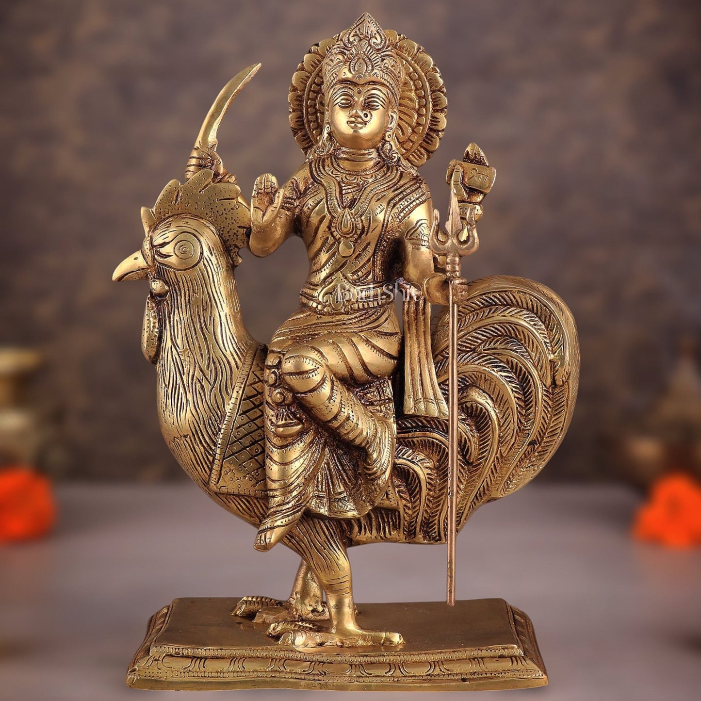 Pure Brass Large Bahuchar Mata Goddess Statue 13" - Budhshiv.com