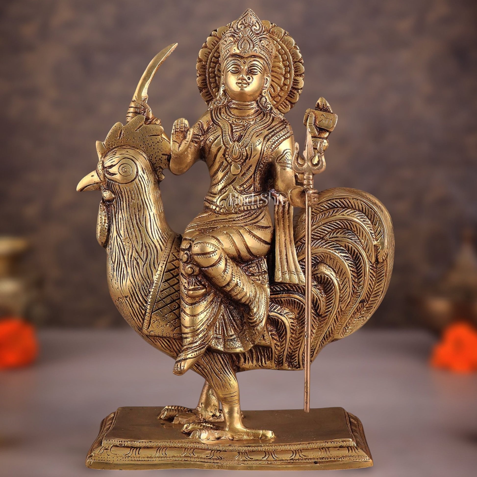 Pure Brass Large Bahuchar Mata Goddess Statue 13" - Budhshiv.com