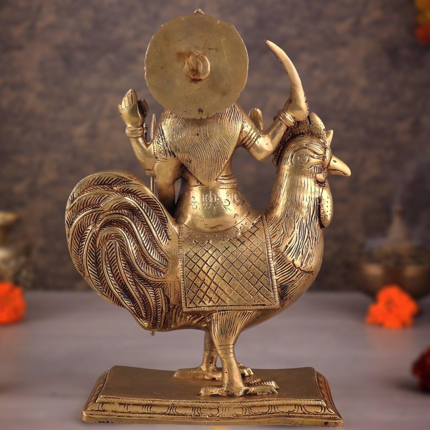 Pure Brass Large Bahuchar Mata Goddess Statue 13" - Budhshiv.com