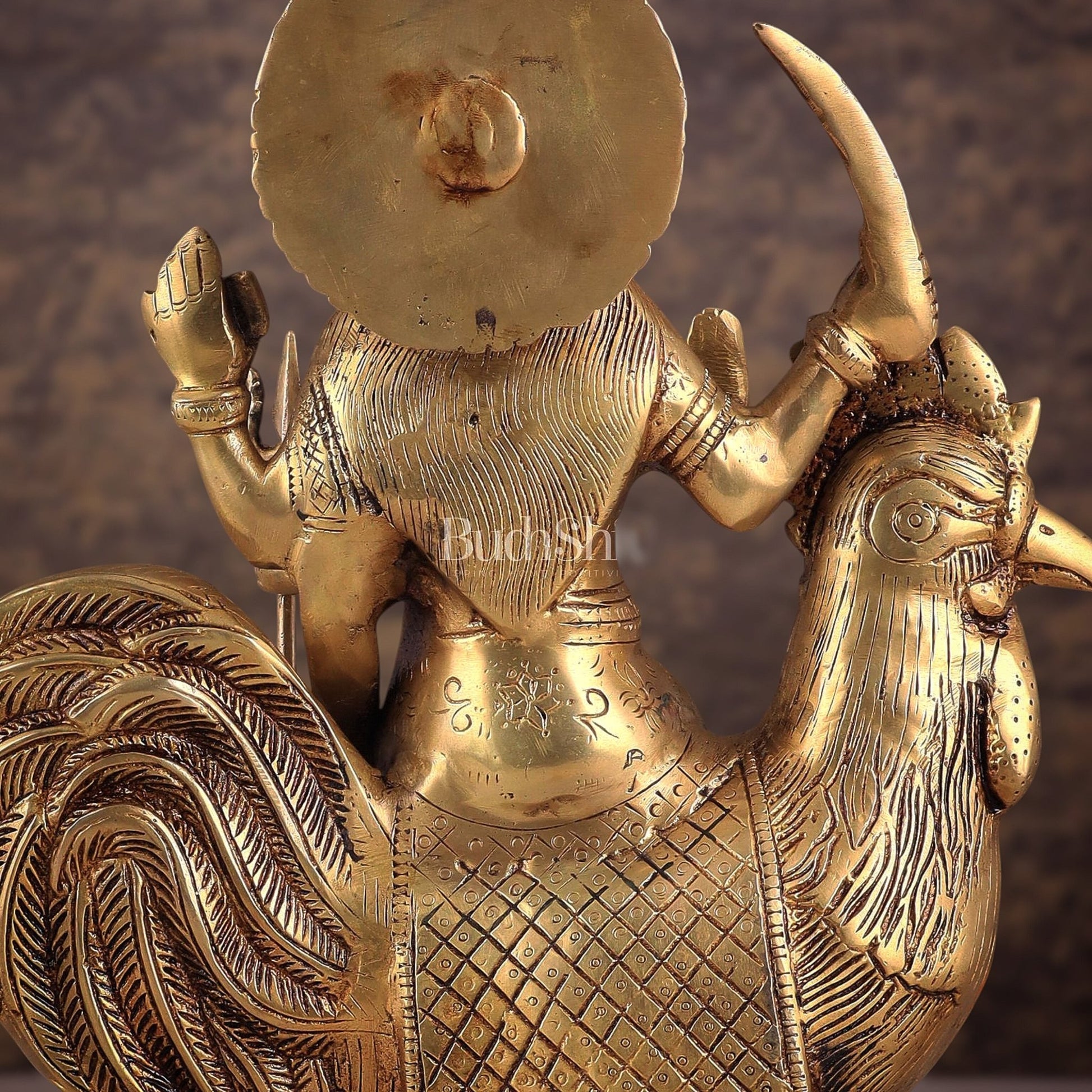 Pure Brass Large Bahuchar Mata Goddess Statue 13" - Budhshiv.com