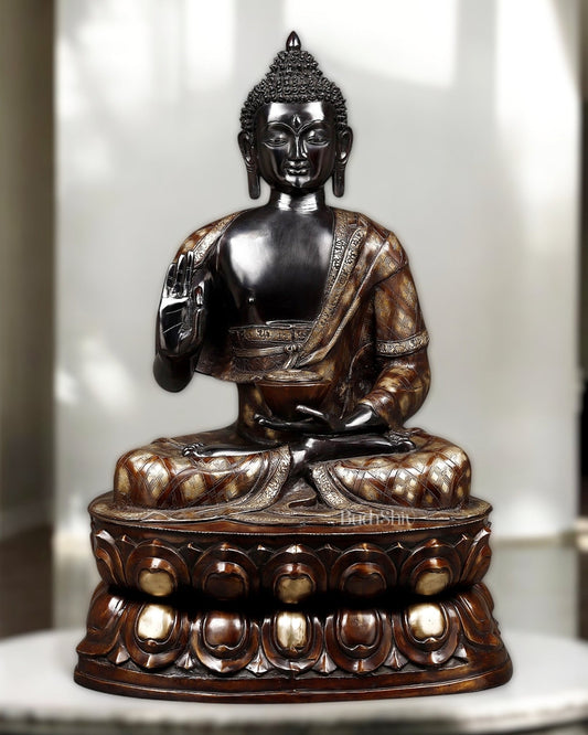 Pure Brass Large Blessing Buddha Statue 38" - Budhshiv.com