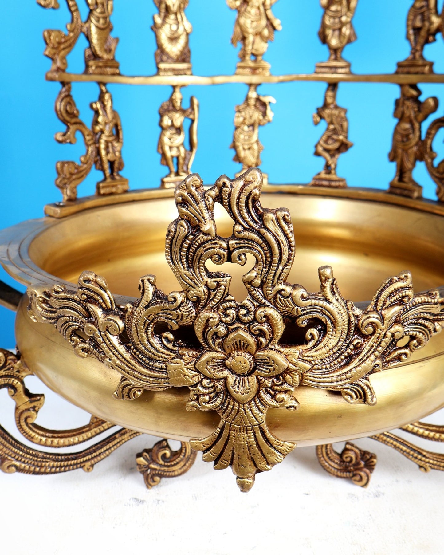 Pure Brass Large Dashavatar Urli – Majestic Traditional Decor for Homes & Ceremonies - Budhshiv.com