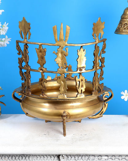 Pure Brass Large Dashavatar Urli – Majestic Traditional Decor for Homes & Ceremonies - Budhshiv.com