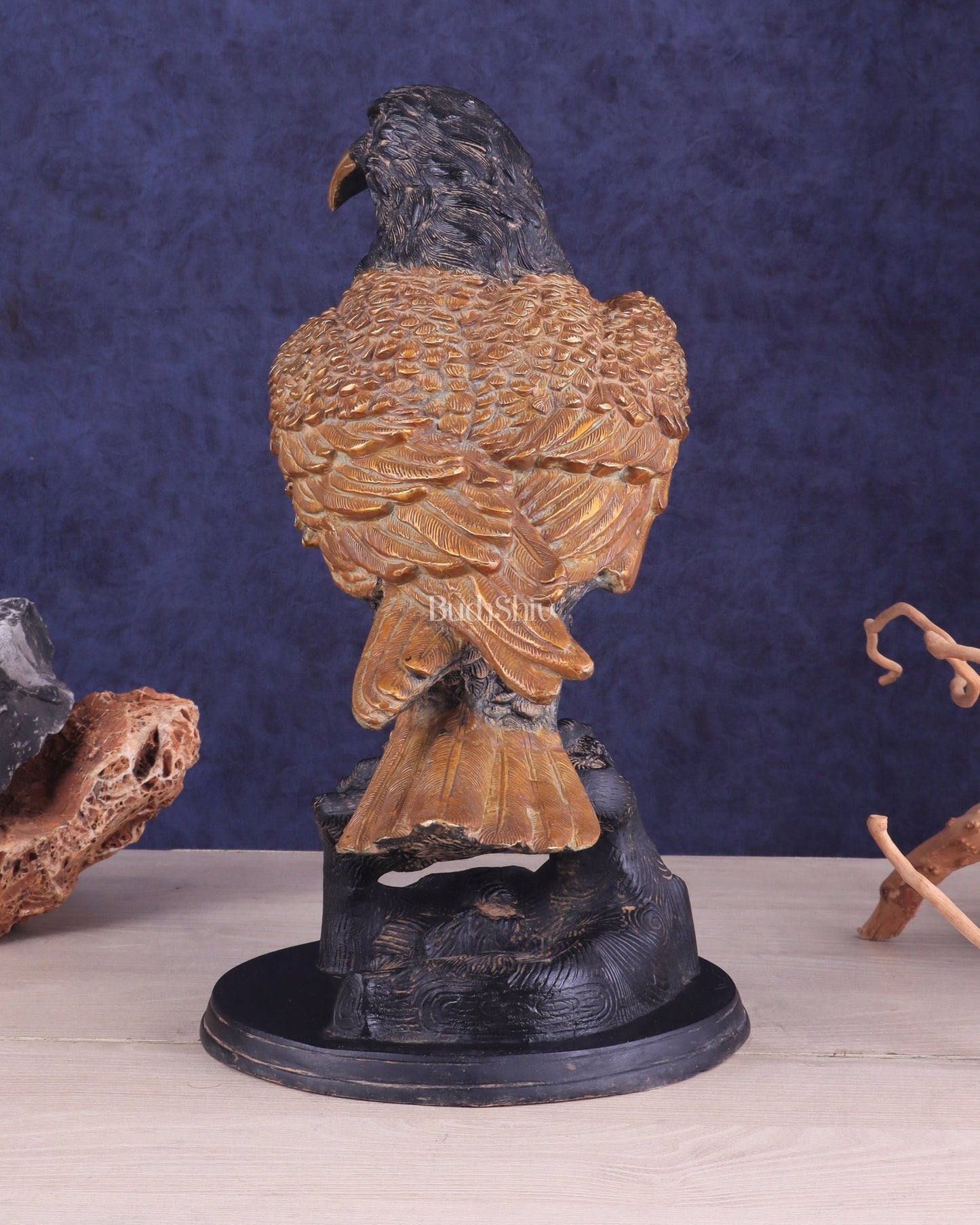 Pure Brass Large Eagle Statue in Antique Tone | Vastu & Feng Shui 15" - Budhshiv.com