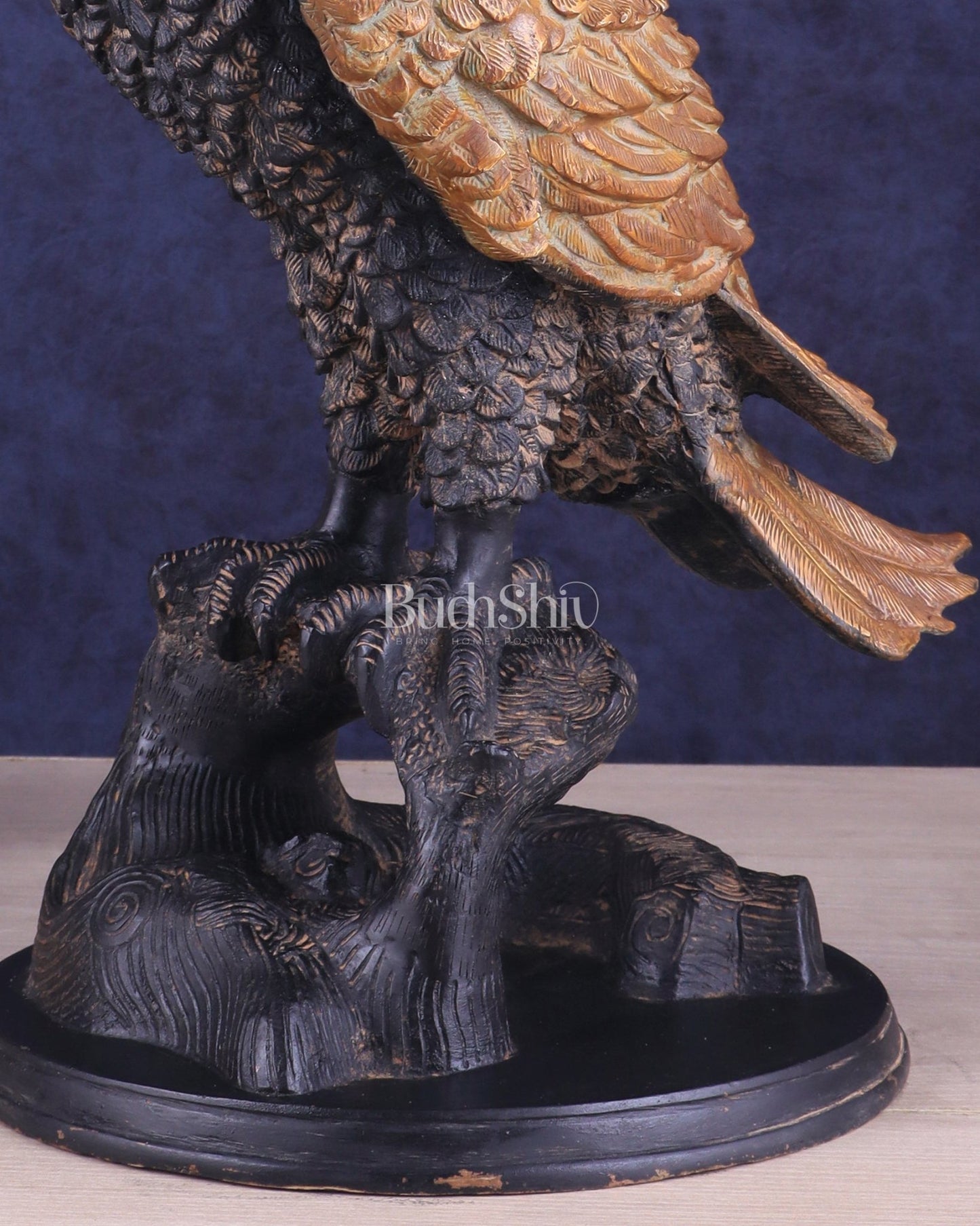 Pure Brass Large Eagle Statue in Antique Tone | Vastu & Feng Shui 15" - Budhshiv.com