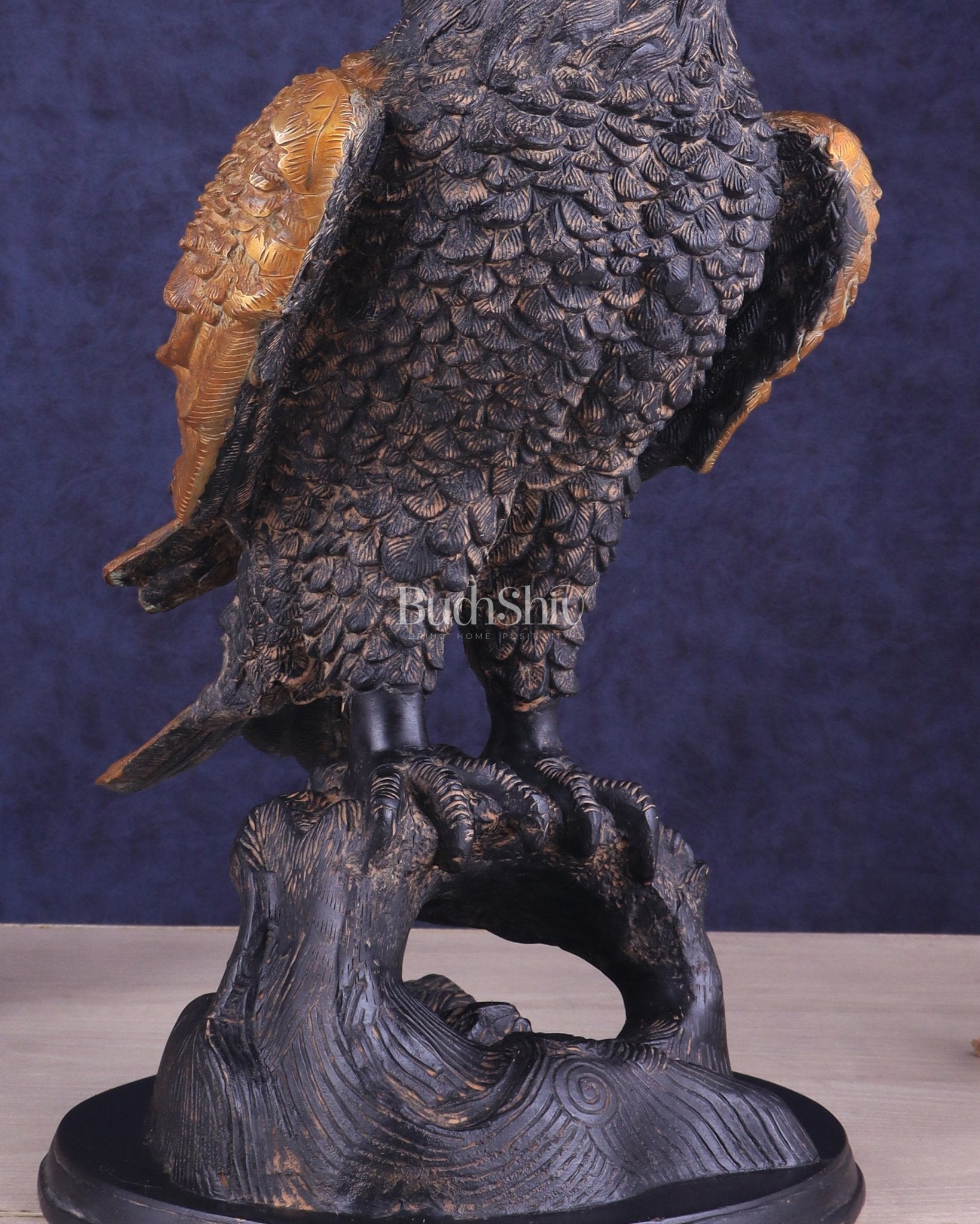 Pure Brass Large Eagle Statue in Antique Tone | Vastu & Feng Shui 15" - Budhshiv.com