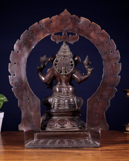 Pure Brass Large Ganesha Statue with Prabhavali – Chola Style 18 inch - Budhshiv.com