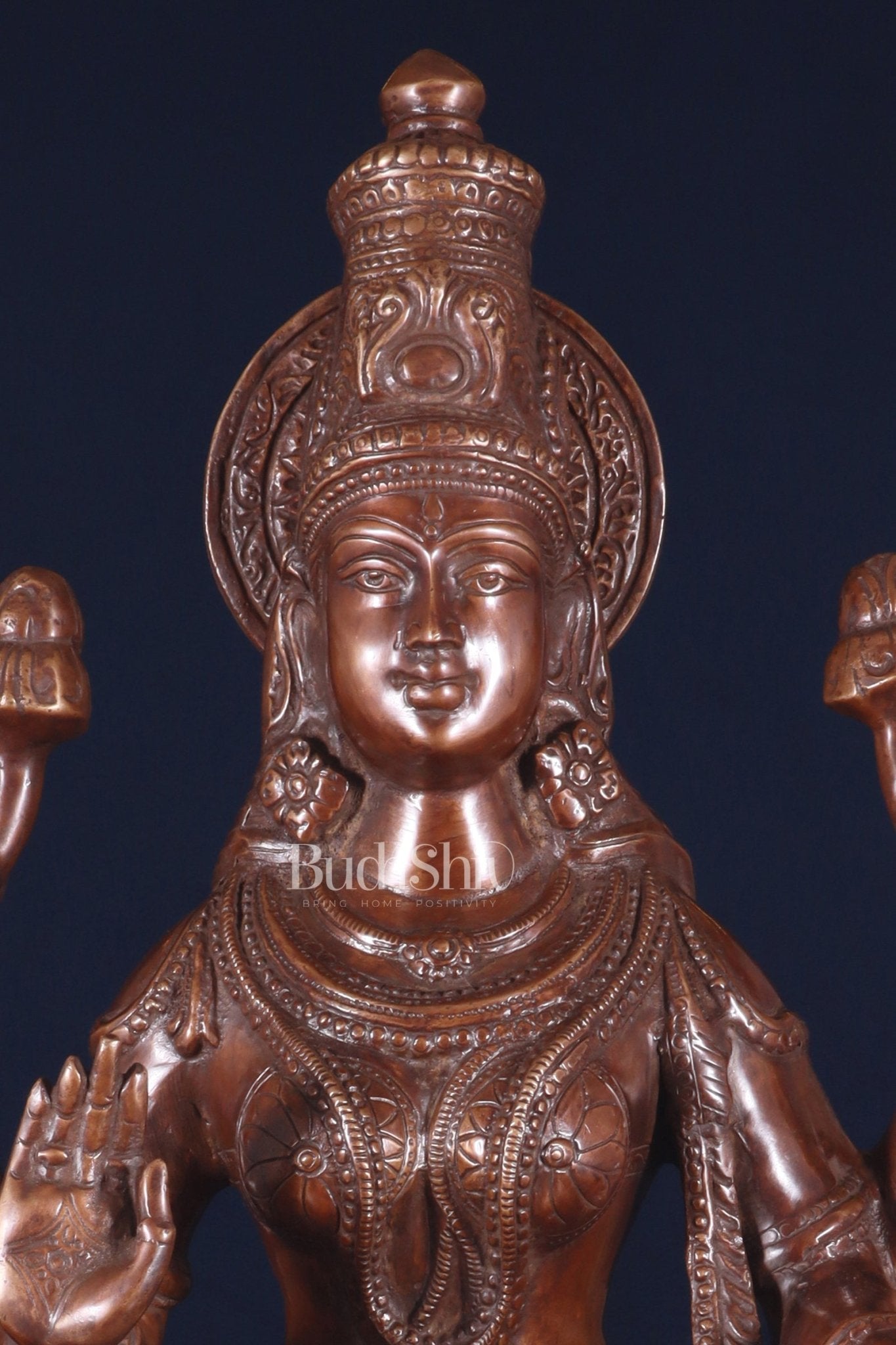 Pure Brass Large Goddess Lakshmi Statue – Crossed Legs Pose, 25 Inch, - Budhshiv.com