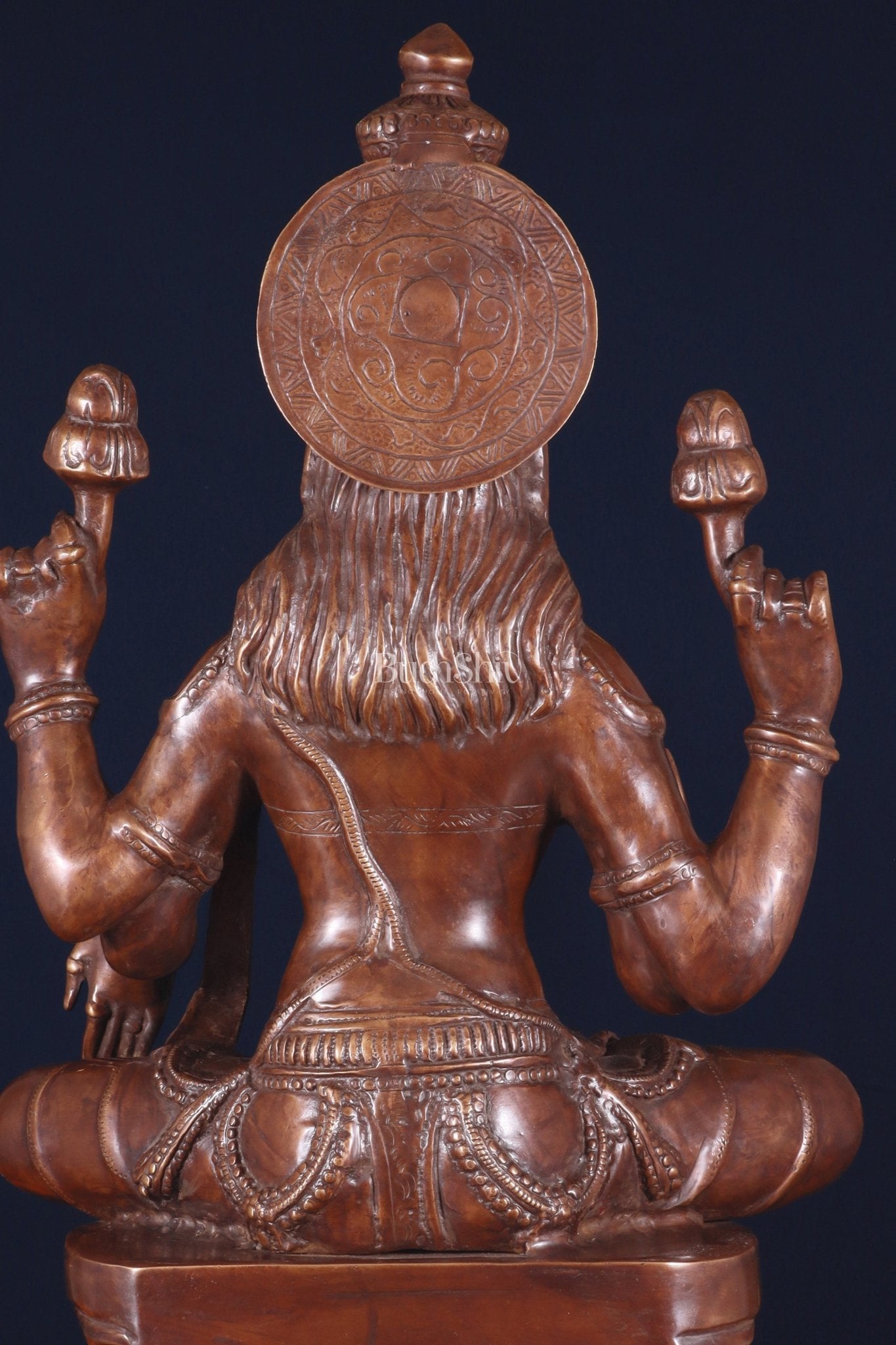 Pure Brass Large Goddess Lakshmi Statue – Crossed Legs Pose, 25 Inch, - Budhshiv.com