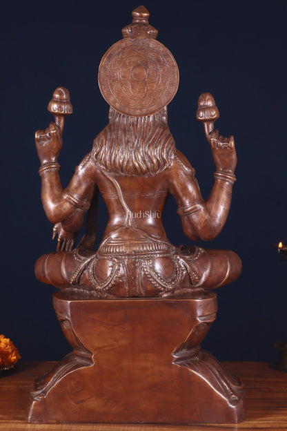 Pure Brass Large Goddess Lakshmi Statue – Crossed Legs Pose, 25 Inch, - Budhshiv.com