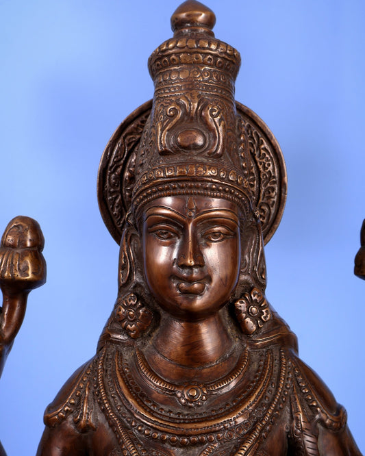 Pure Brass Large Goddess Lakshmi Statue – Crossed Legs Pose, 25 Inch, - Budhshiv.com