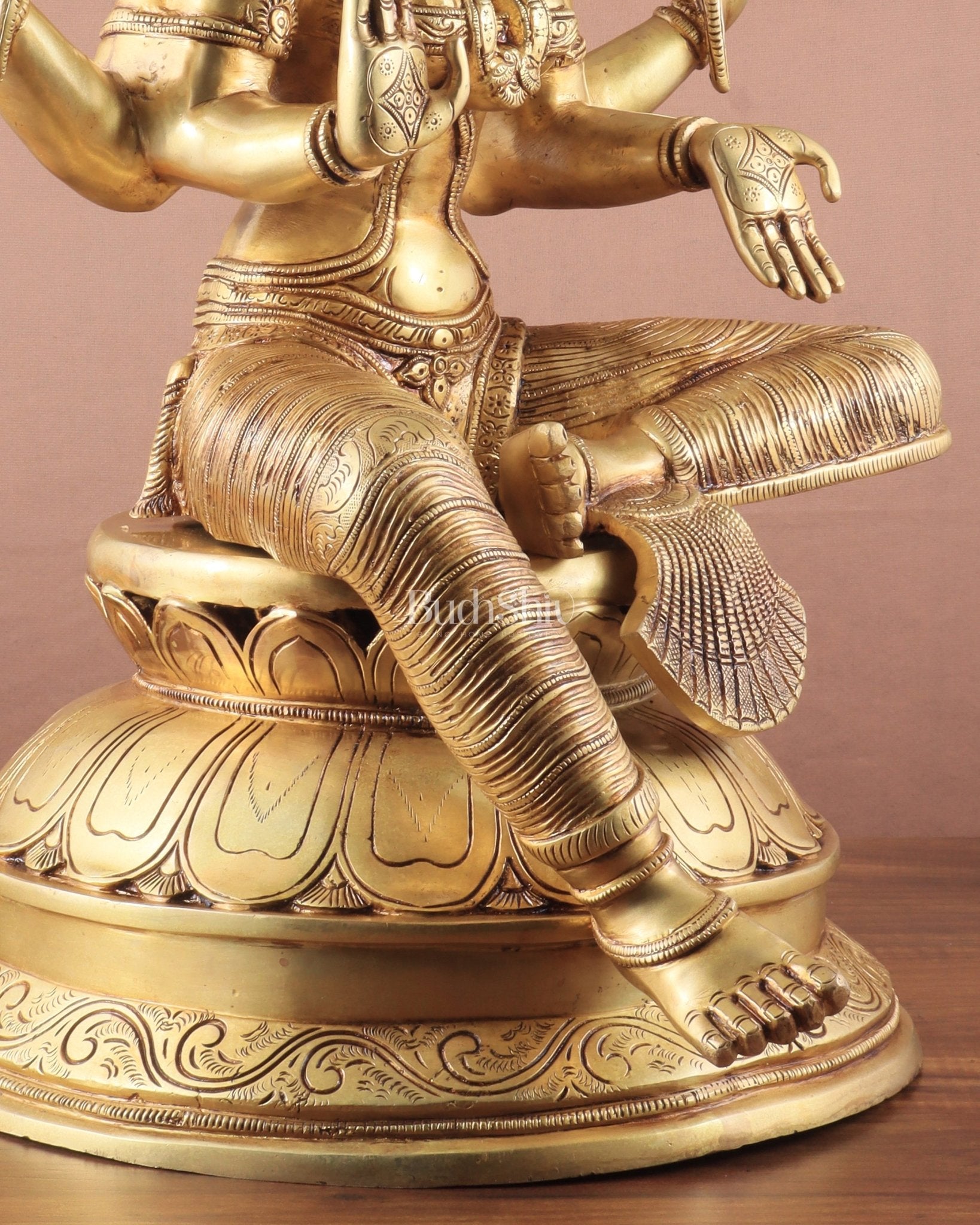 Pure Brass Large Goddess Lakshmi Superfine Statue 24" - Budhshiv.com