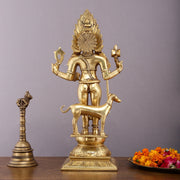 Pure Brass Large Kaal Bhairava Idol - 18.5 Inch Bhairo Baba Statue - Budhshiv.com