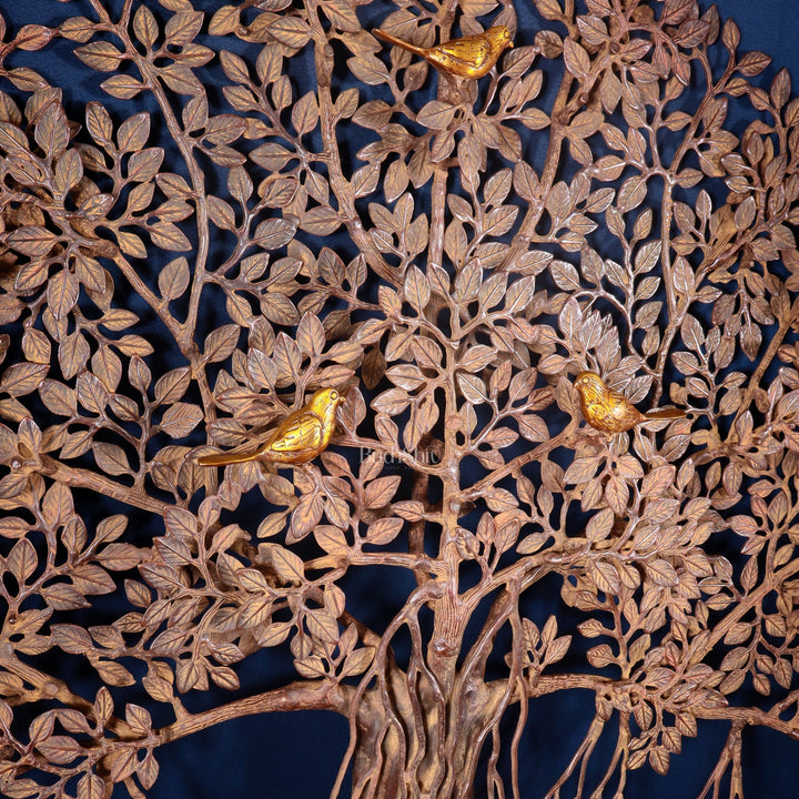 Pure Brass Large Kalpavriksha Tree Wall Hanging – Copper & Sand Finish 46 inch - Budhshiv.com