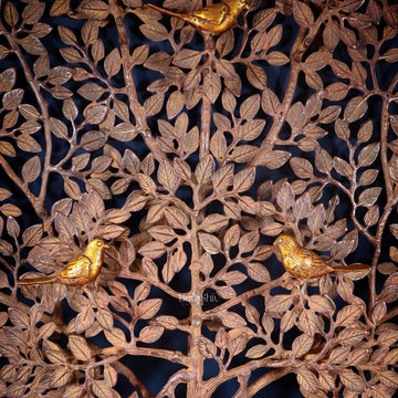 Pure Brass Large Kalpavriksha Tree Wall Hanging – Copper & Sand Finish 46 inch - Budhshiv.com
