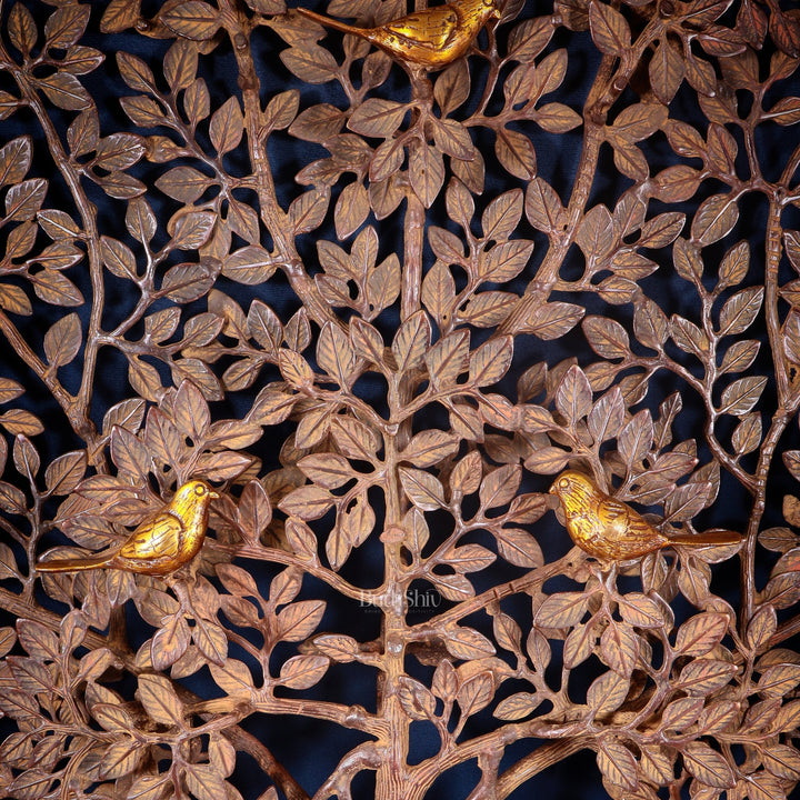 Pure Brass Large Kalpavriksha Tree Wall Hanging – Copper & Sand Finish 46 inch - Budhshiv.com