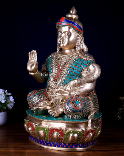 Pure Brass Large Kubera Statue – 22.5 Inch | God of Wealth - Budhshiv.com