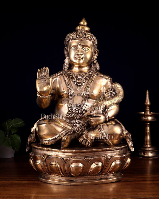 Pure Brass Large Kubera Statue – 22.5 Inch | God of Wealth - Budhshiv.com