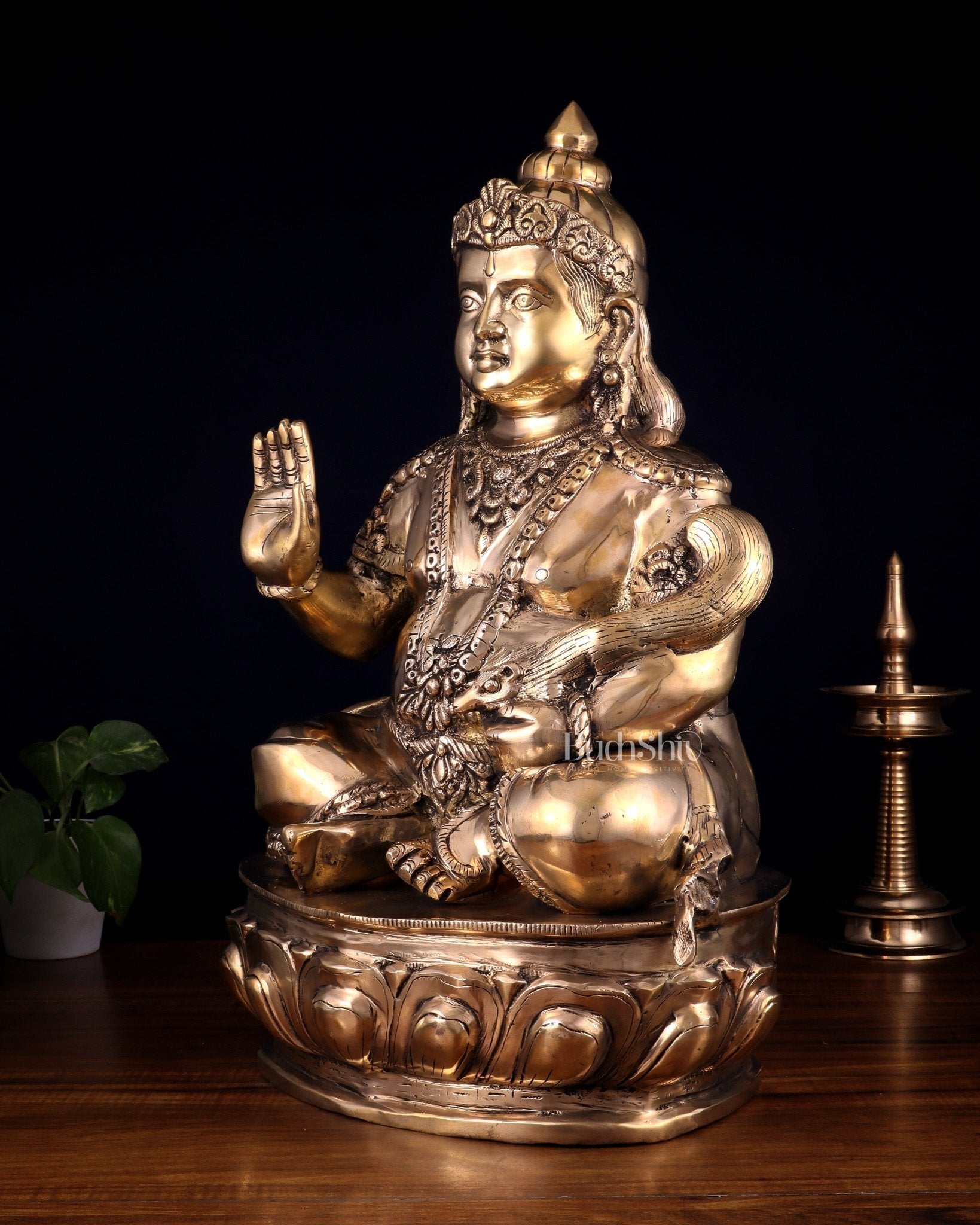 Pure Brass Large Kubera Statue – 22.5 Inch | God of Wealth - Budhshiv.com