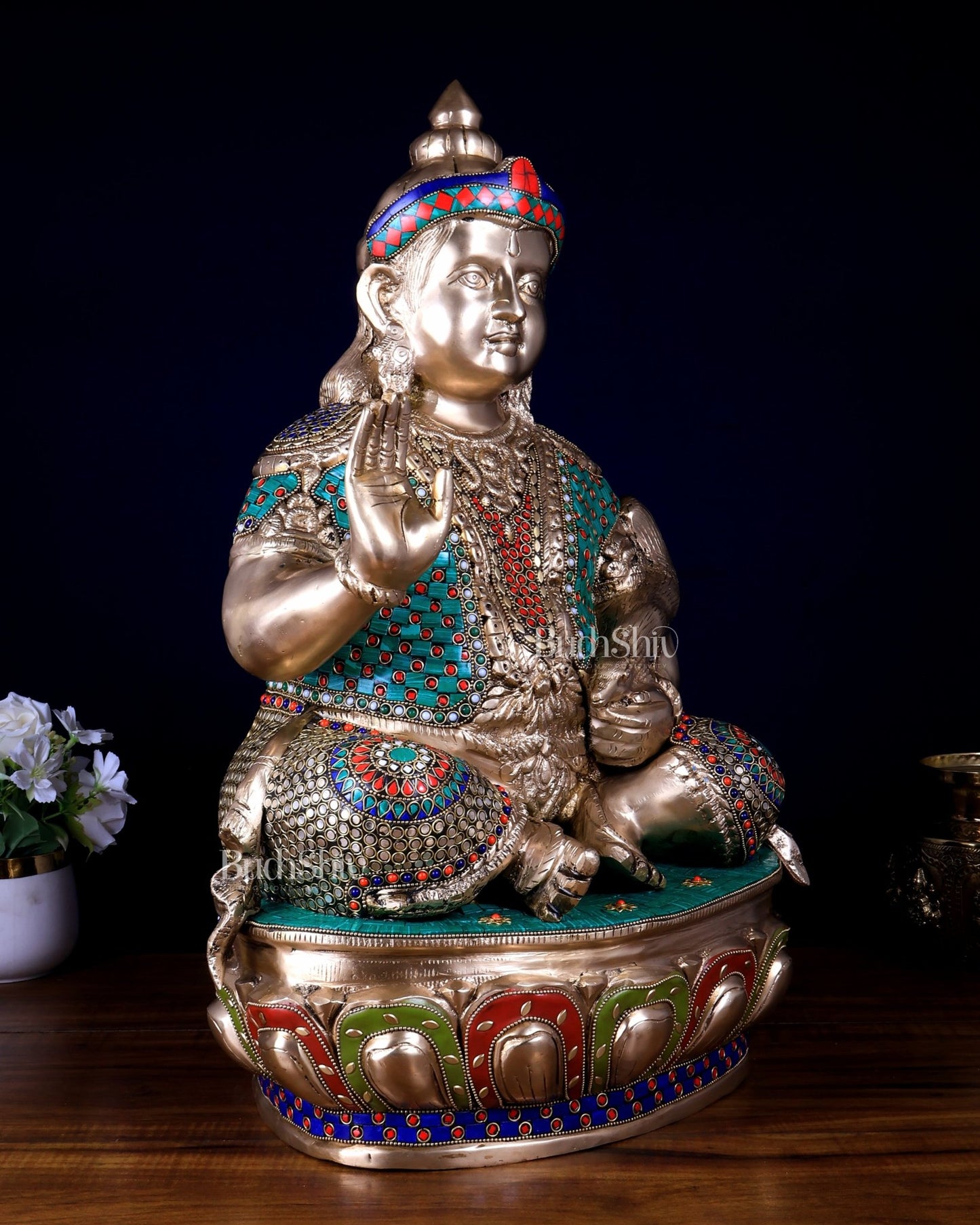 Pure Brass Large Kubera Statue – 22.5 Inch | God of Wealth - Budhshiv.com
