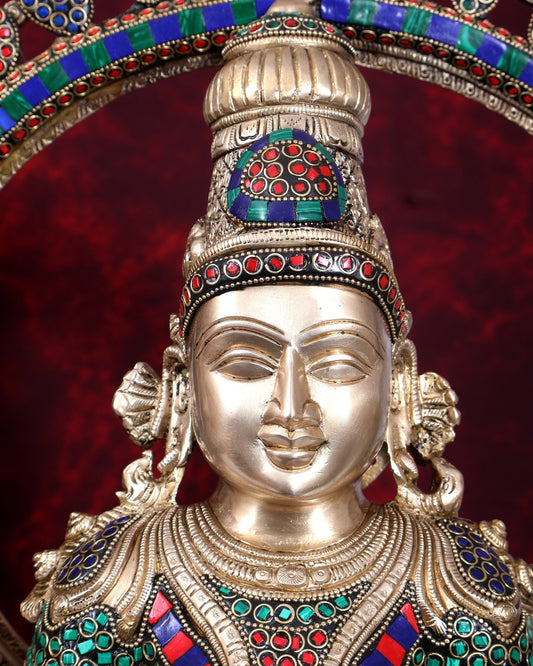 Pure Brass Large Lakshmi Devi Statue with Stonework – 27 inch - Budhshiv.com
