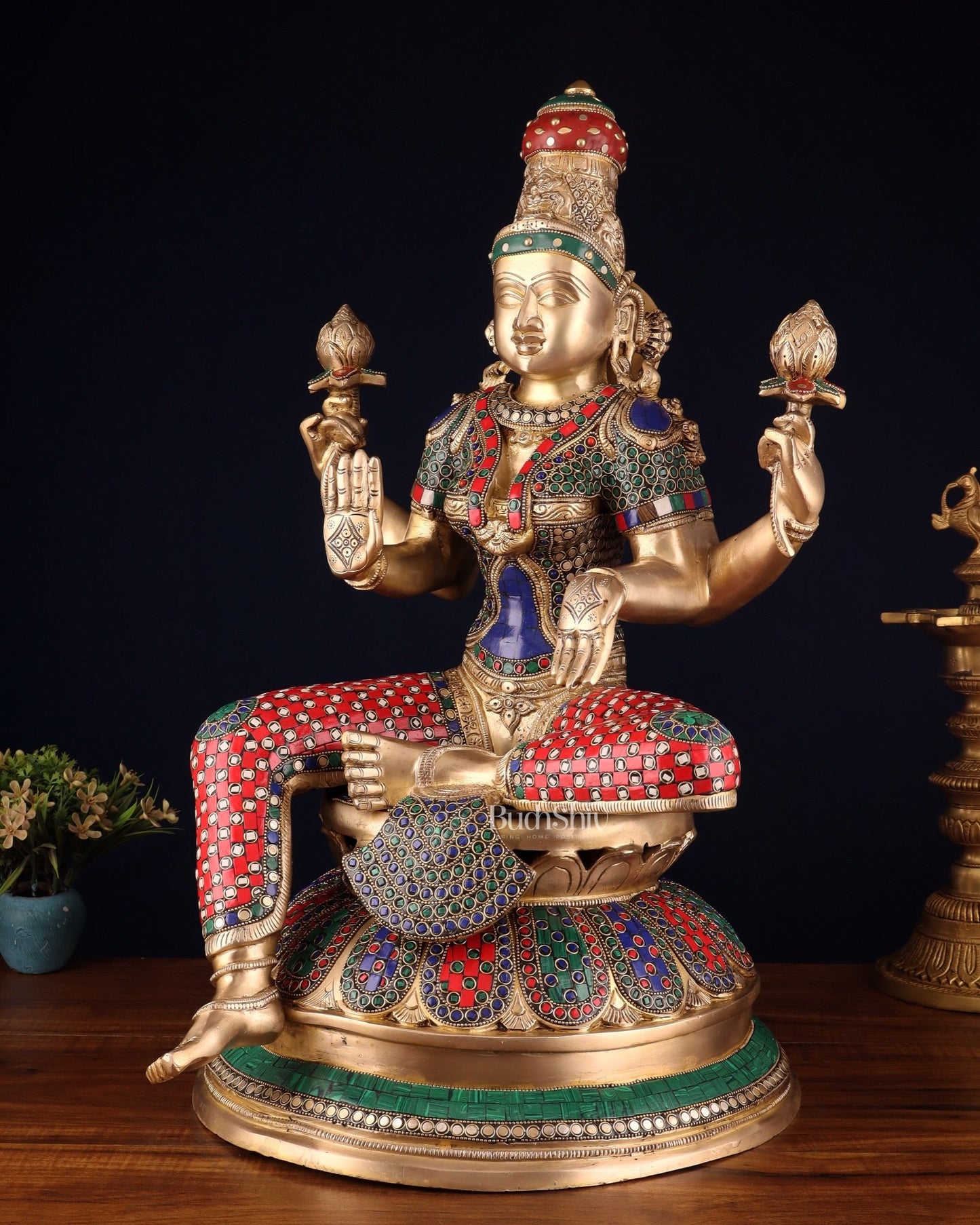 Pure Brass Large Lakshmi Mata Statue 24" - Budhshiv.com
