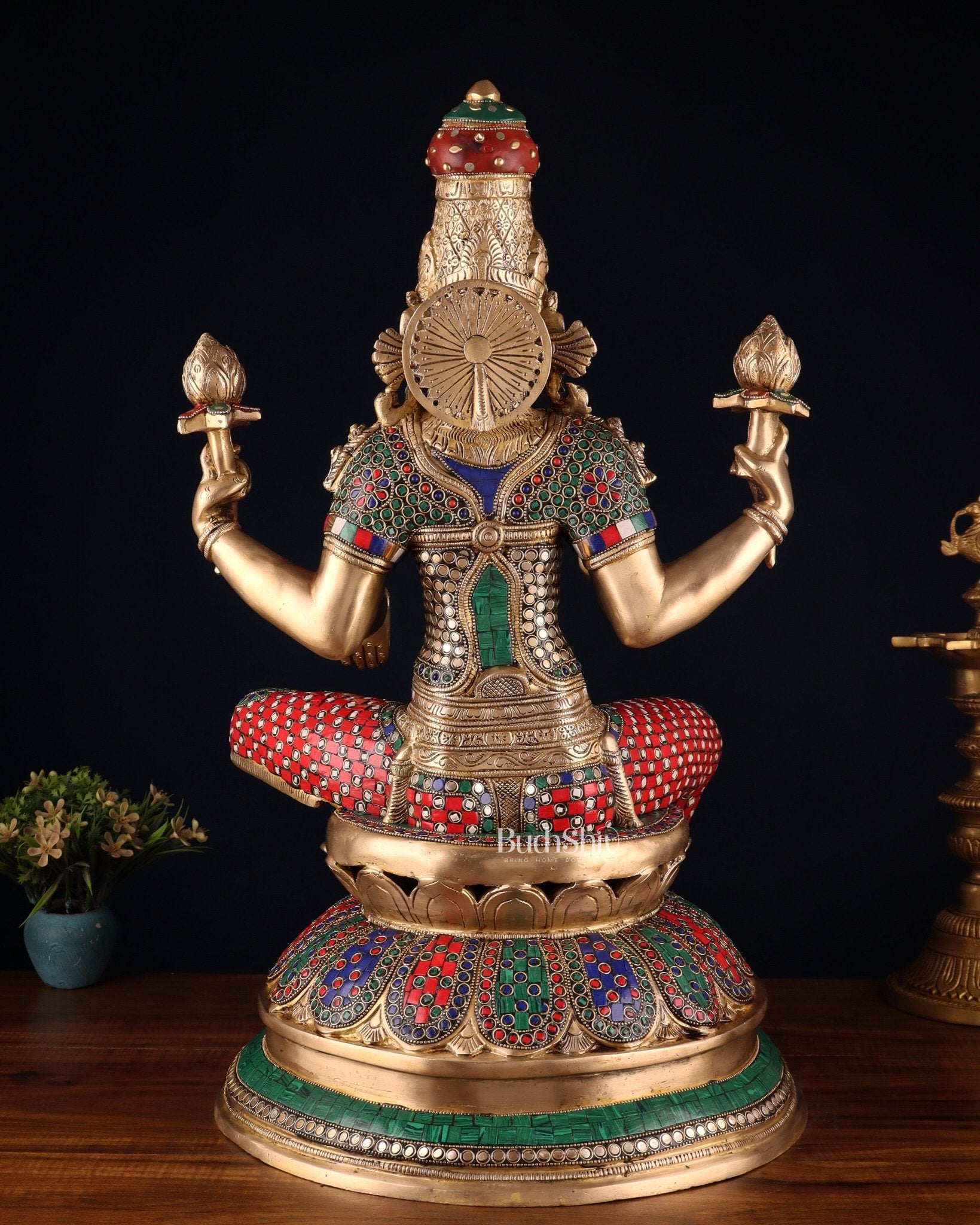 Pure Brass Large Lakshmi Mata Statue 24" - Budhshiv.com